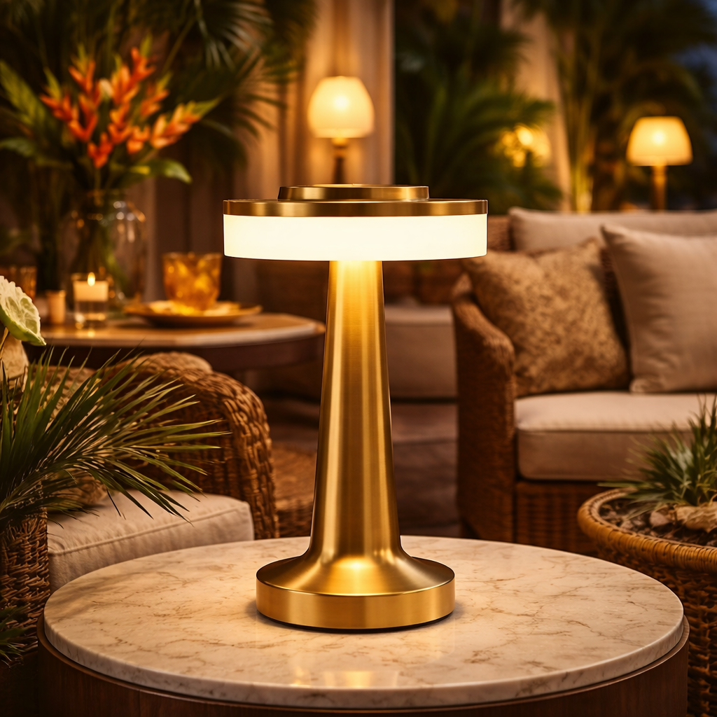 The Flair Store™ Luxurious Round Dumbbell Metal Lamp, Best for Dinner Table, Coffee Table, Restaurant & Clubs Party