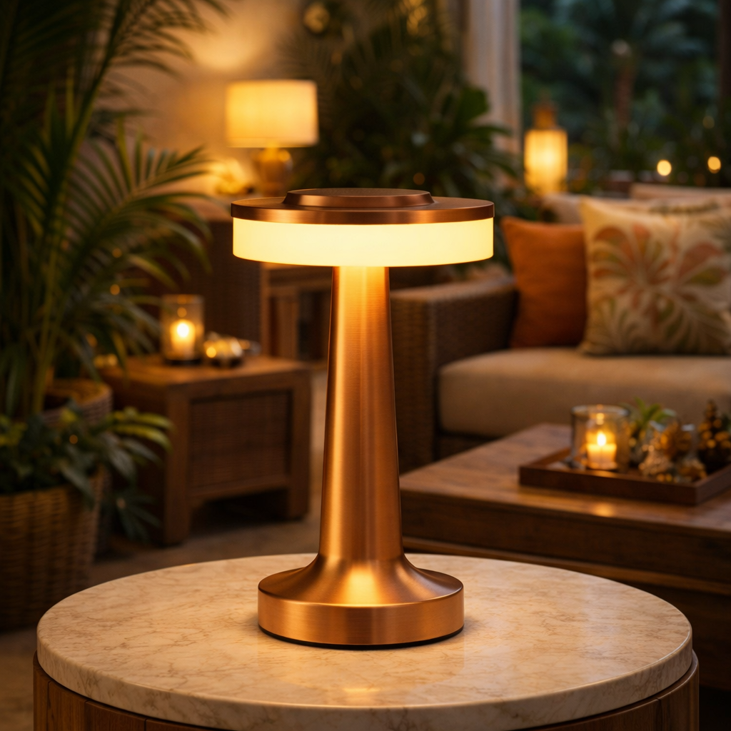 The Flair Store™ Luxurious Round Dumbbell Metal Lamp, Best for Dinner Table, Coffee Table, Restaurant & Clubs Party