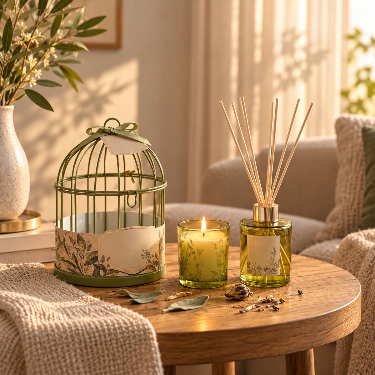 Botanical Bliss Decorative Cage Gift Set- WHITE TEA (Set of 3)