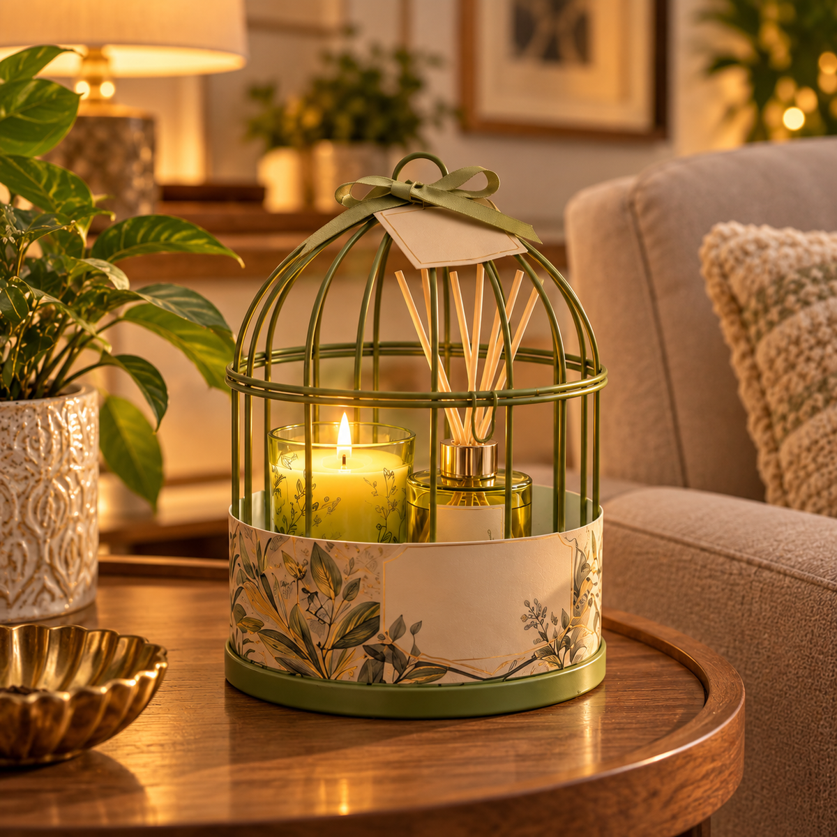 Botanical Bliss Decorative Cage Gift Set- WHITE TEA (Set of 3)