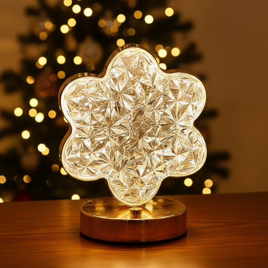 The Flair Store™ Crystal Diamond Table Lamp, Night Stand Light for Bedroom, Living Room (Flower Shape)