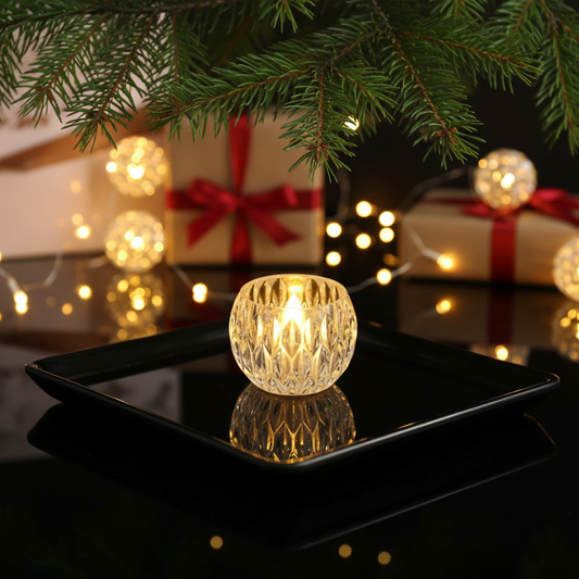 The Flair Store™ Crystal Oval LED Diya for Home Décor, Christmas, Festivals & Pooja, Diwali & Gifting