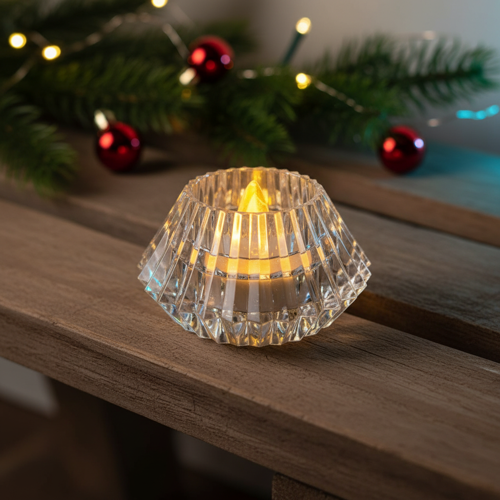 The Flair Store™  Crystal Diamond Shaped LED Diya for Diwali, Festivals, Puja & Luxe Home Decor