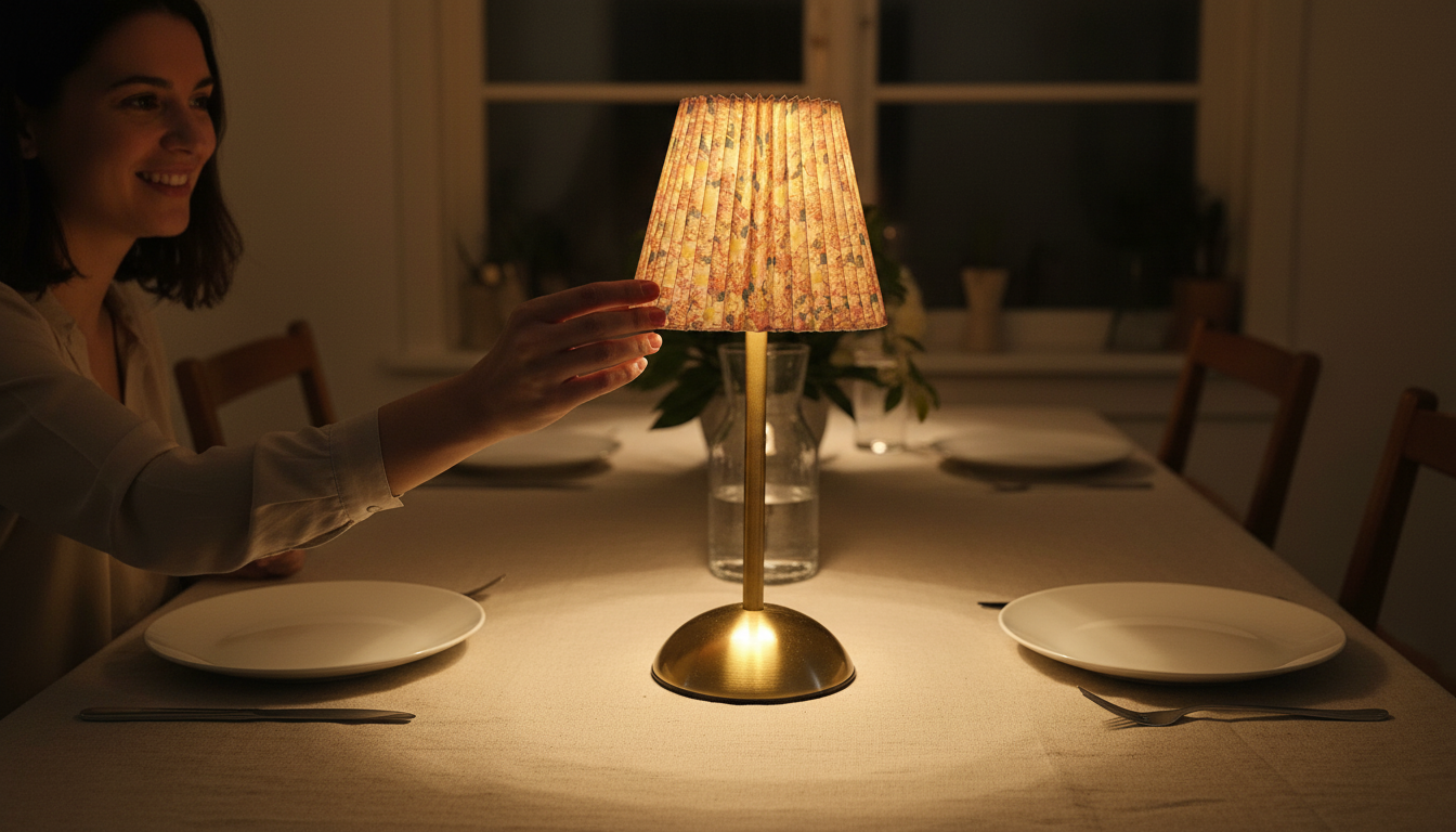 The Flair Store™ Modern Minimalist Table Lamp with Fabric Shade – Warm Ambient Bedside & Café Light