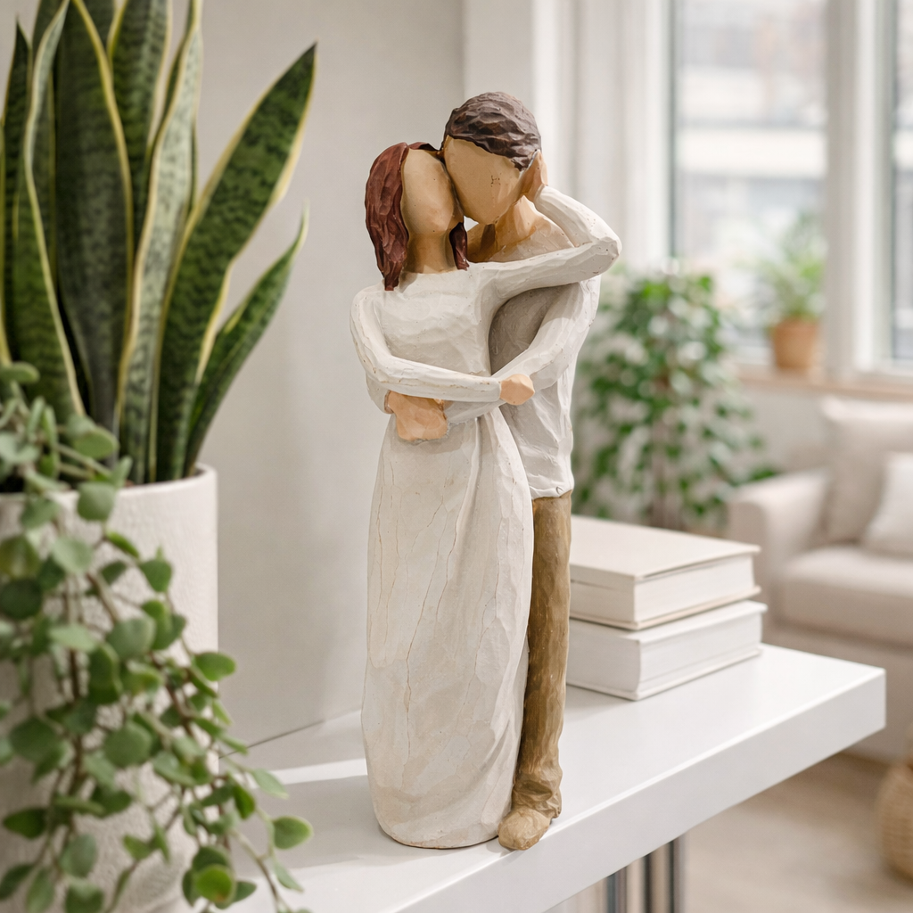 Romantic Couple Showpiece Statue | Modern Love Decor Gift