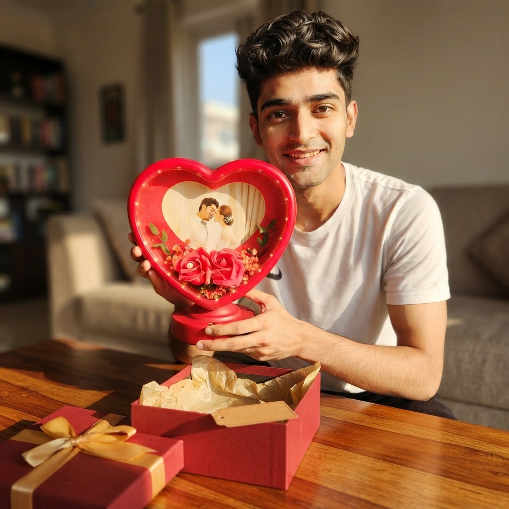 Personalized Heart Shape LED Photo Frame | Customizable Romantic Gift