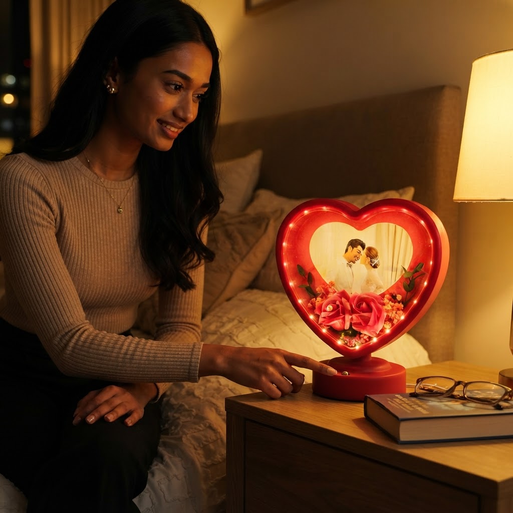 Personalized Heart Shape LED Photo Frame | Customizable Romantic Gift