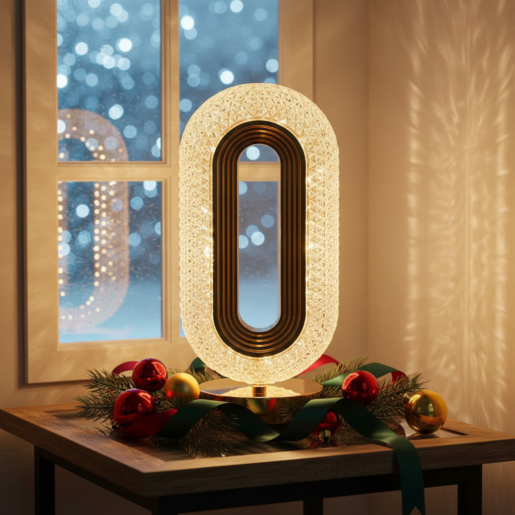 The Flair Store™ Oval Crystal Diamond Table Lamp, Touch Control, 3 Way Dimmable (TALL OVAL SHAPE)