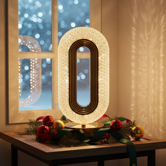 The Flair Store™ Oval Crystal Diamond Table Lamp, Touch Control, 3 Way Dimmable (TALL OVAL SHAPE)
