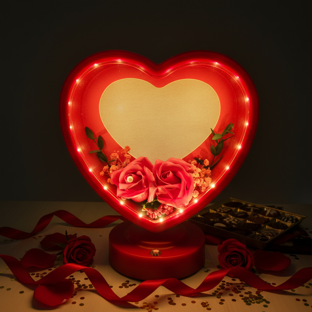 Personalized Heart Shape LED Photo Frame | Custom Romantic Gift