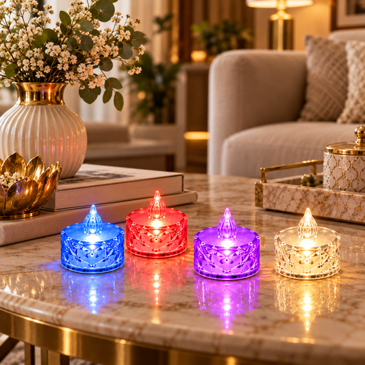 Multicolor Flameless LED Tealight Candles Set – Decorative Candles for Diwali, Home Décor, Parties & Festivals
