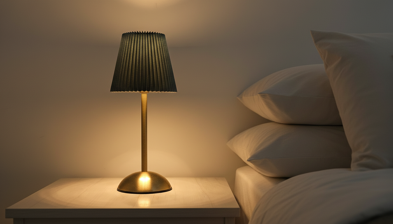 The Flair Store™ Modern Minimalist Table Lamp with Fabric Shade – Warm Ambient Bedside & Café Light