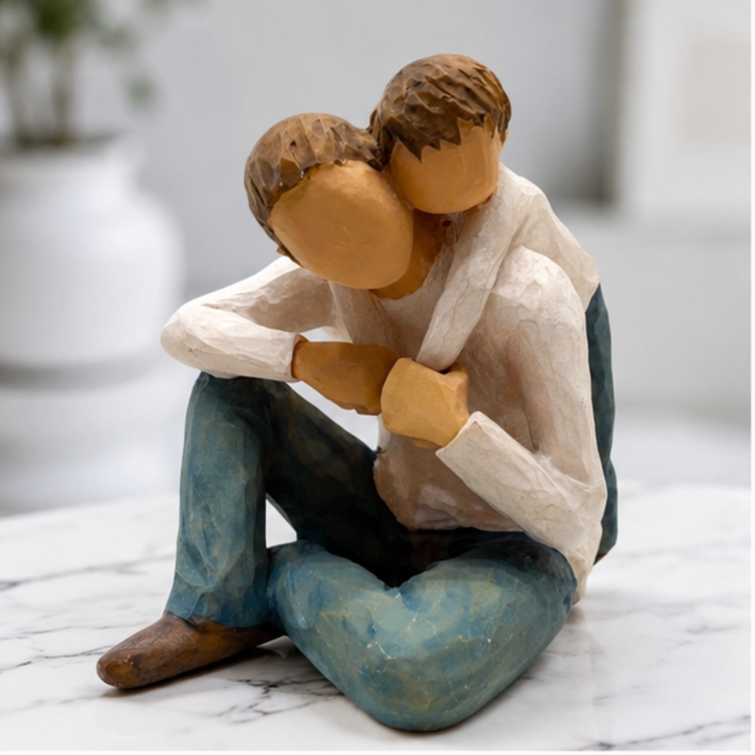 Dad and Son Decorative Figurine- Modern Tabletop Showpiece