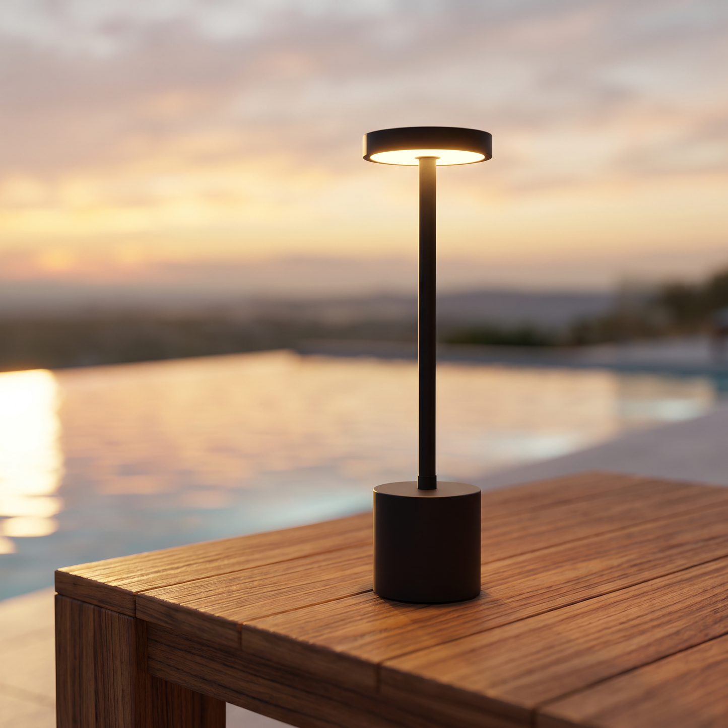The Flair Store™ Round Stand LED Metal Table Lamp with Touch Control | Rechargeable Wireless Desk Lamp