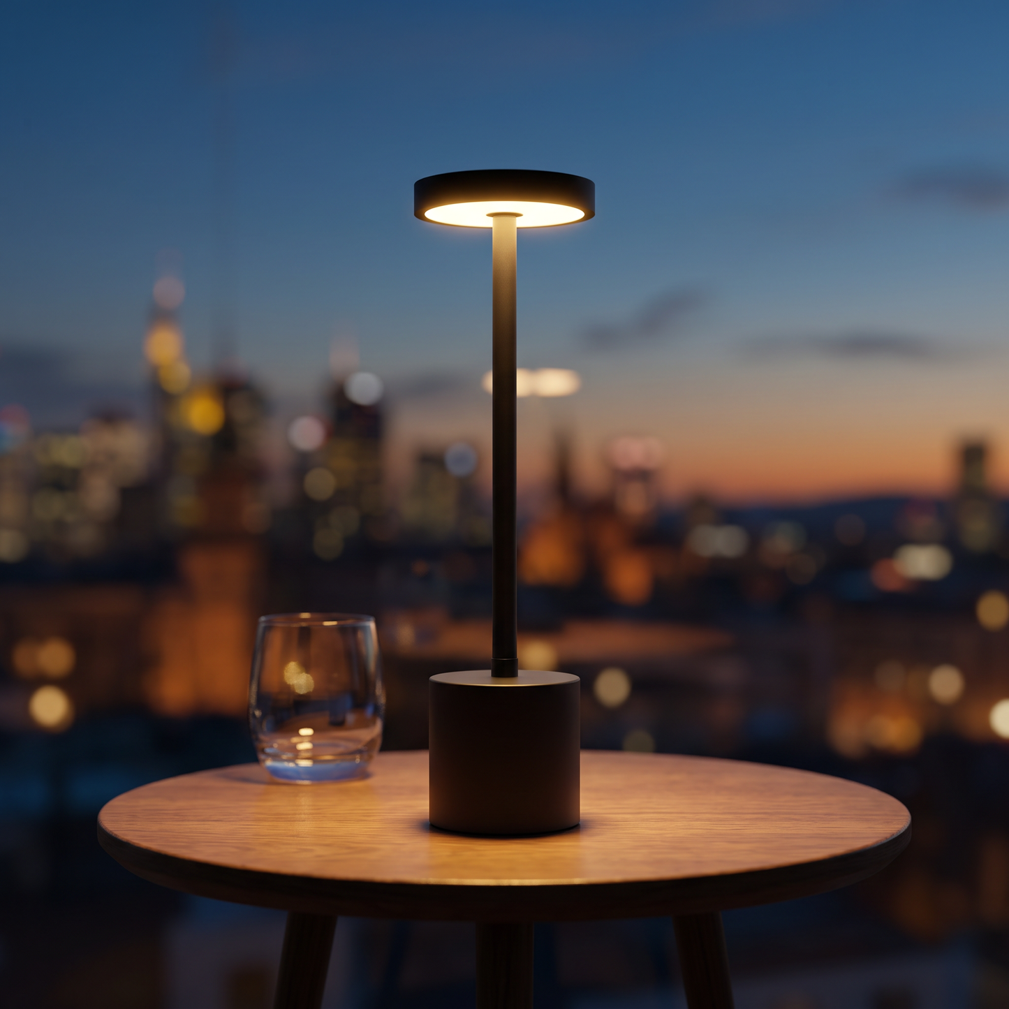 The Flair Store™ Round Stand LED Metal Table Lamp with Touch Control | Rechargeable Wireless Desk Lamp