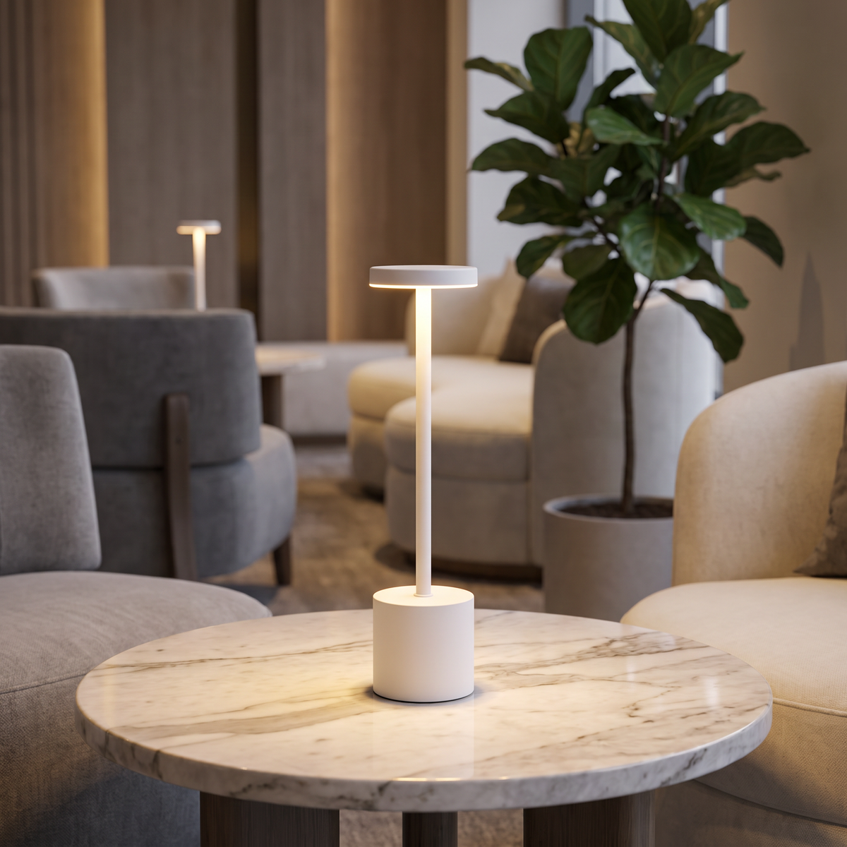 The Flair Store™ Round Stand LED Metal Table Lamp with Touch Control | Rechargeable Wireless Desk Lamp