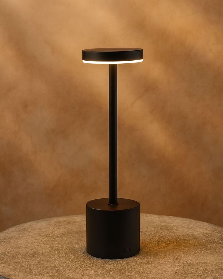 The Flair Store™ Round Stand LED Metal Table Lamp with Touch Control | Rechargeable Wireless Desk Lamp | Dimmable Warm Light