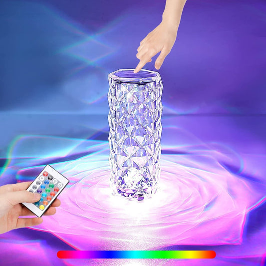The Flair Store™ Crystal Lamp,16 Color Changing Rose Diamond Table Lamp, USB Rechargeable Touch control & Remote Control – A Touch of Elegance & Romance