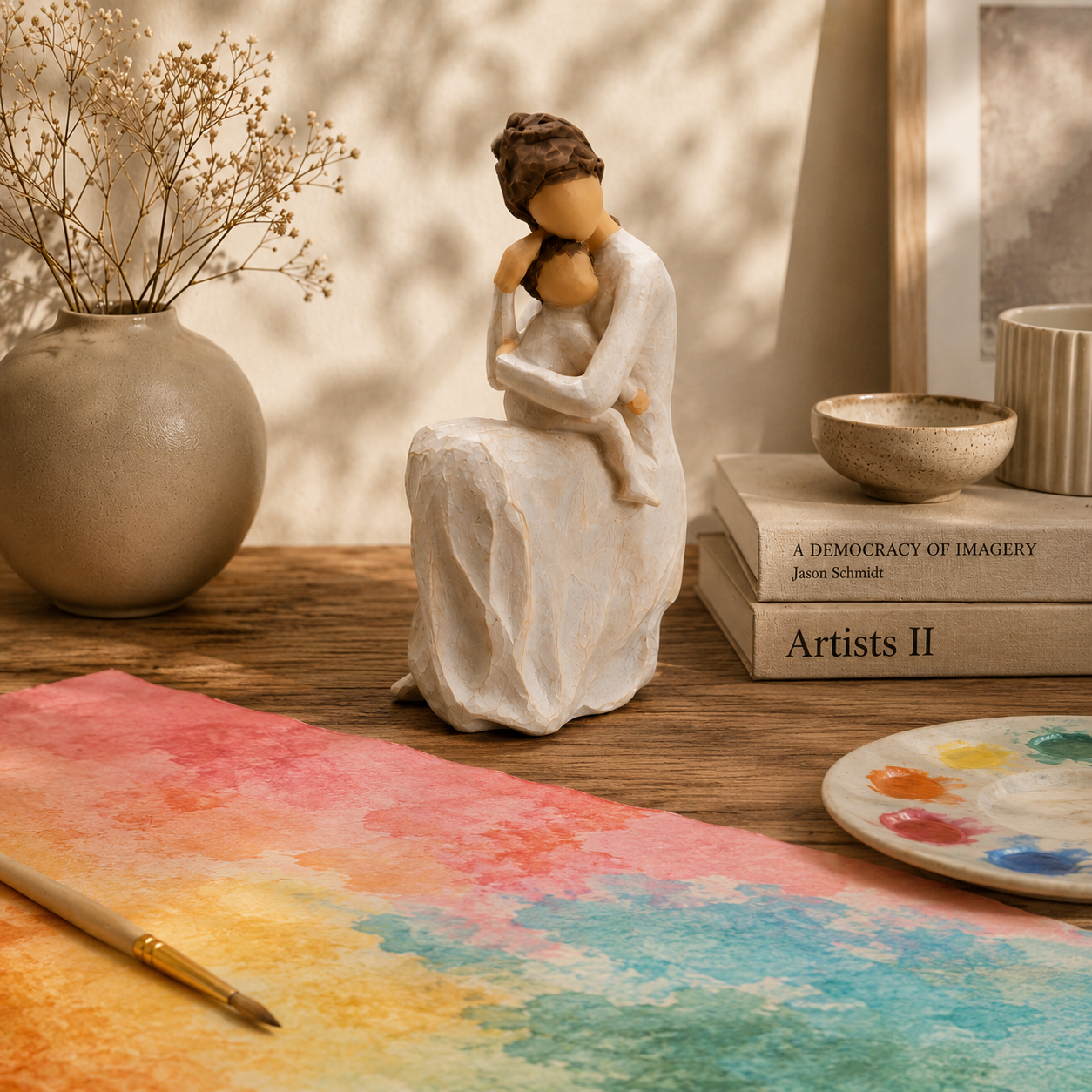 The Flair Store™ Mother & Child Love Sculpture-Elegant Mother & Child Love Figurine – Handcrafted Family Bond Statue for Home Décor & Gifting