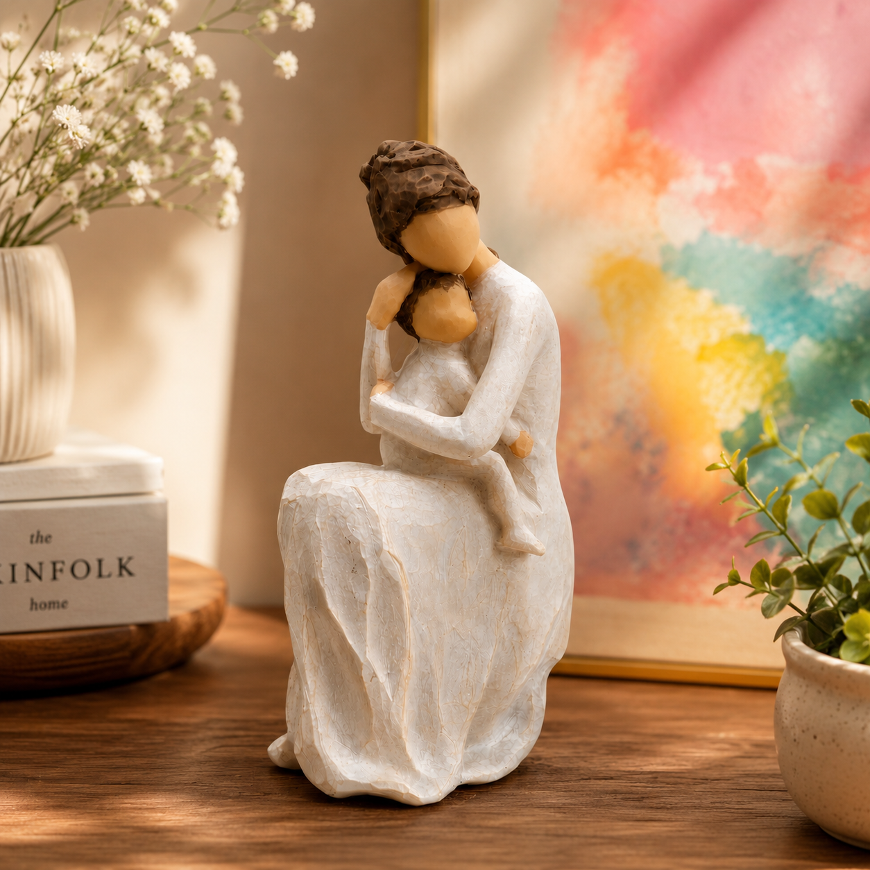 The Flair Store™ Mother & Child Love Sculpture-Elegant Mother & Child Love Figurine – Handcrafted Family Bond Statue for Home Décor & Gifting