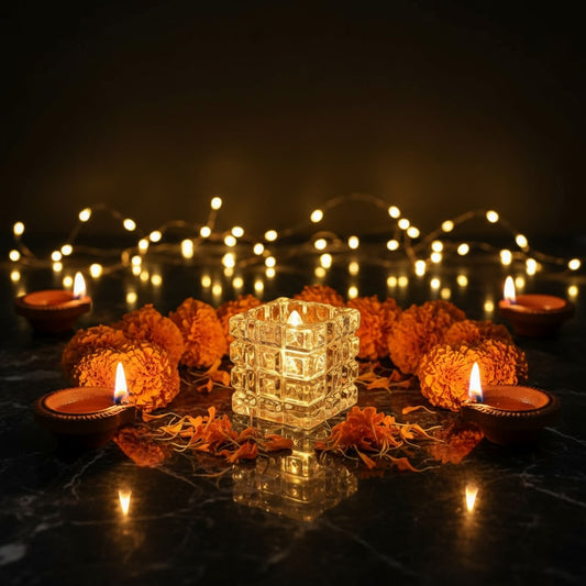 The Flair Store™ Cube Shaped LED Flameless Flickering Candles for Diwali, Party, Festival