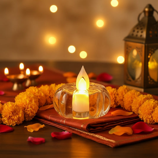 The Flair Store™ Round LED Tealight Flameless Flickering Candles for Diwali Festival