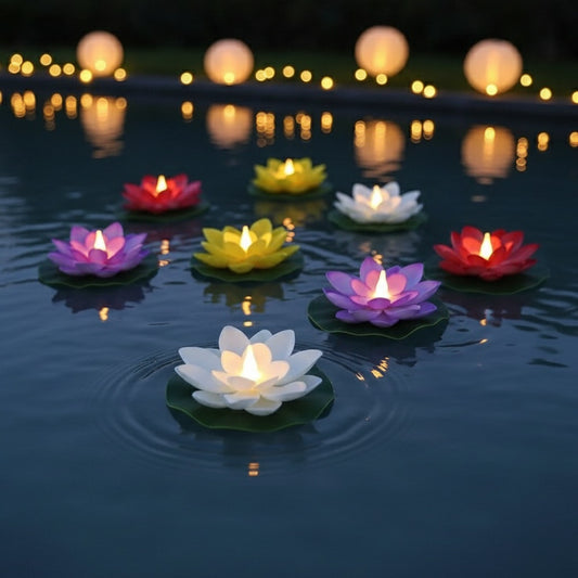 The Flair Store™ Flameless Water Sensor Lotus LED Candle - Floating Flower Candles (Multicolor)