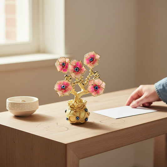 The Flair Store™ Evil Eye Flowers Tree with Money Bag,  Fengshui for Positive Energy, Najar Suraksha for Vaastu, Love Prosperity, Peace