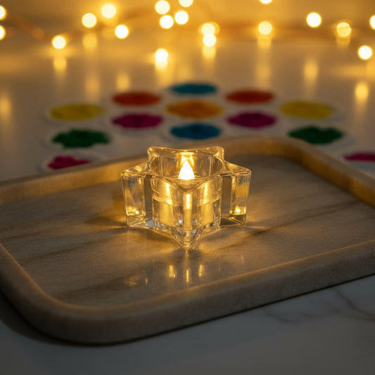 The Flair Store™ Twinkling Star Crystal LED Battery Operated Flameless & Smokeless Candles