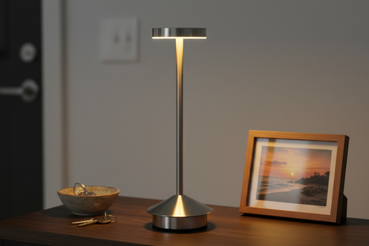 The Flair Store™ Tall Round Modern LED Desk Lamp | Minimal Metal Table Lamp for Study, Office & Bedroom | Sleek Contemporary Design