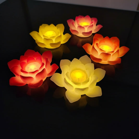 The Flair Store™ Silicone Colorful Lotus LED Candles | Soft & Safe Flameless Decorative Diya (Multicolor)